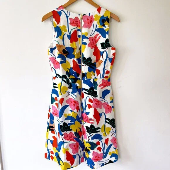 J. Crew Morning Floral Linen Sleeveless Colorful Dress, Size 4 - Picture 3 of 6